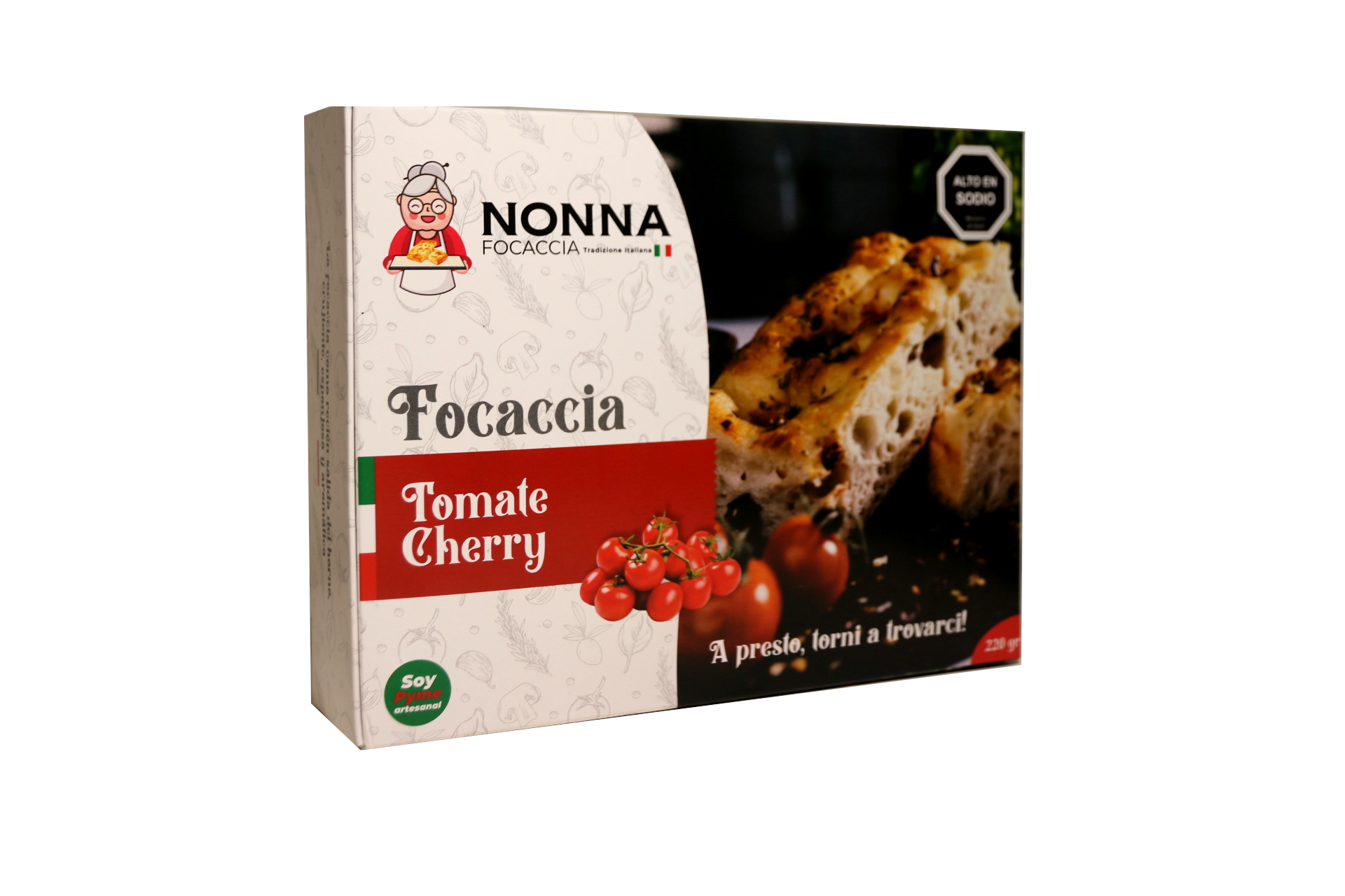 🍅 Focaccia con tomate cherry, orégano, sal de mar (220G) - Imagen 3