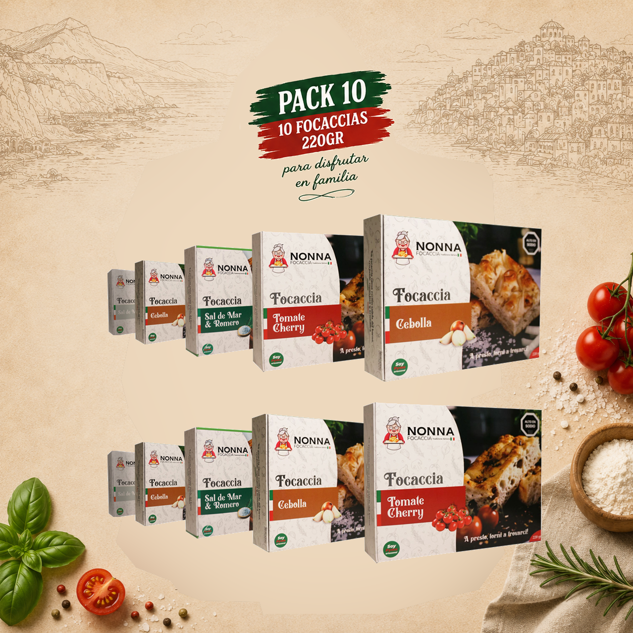 Pack 10 Focaccias ( 220gr Aprox )