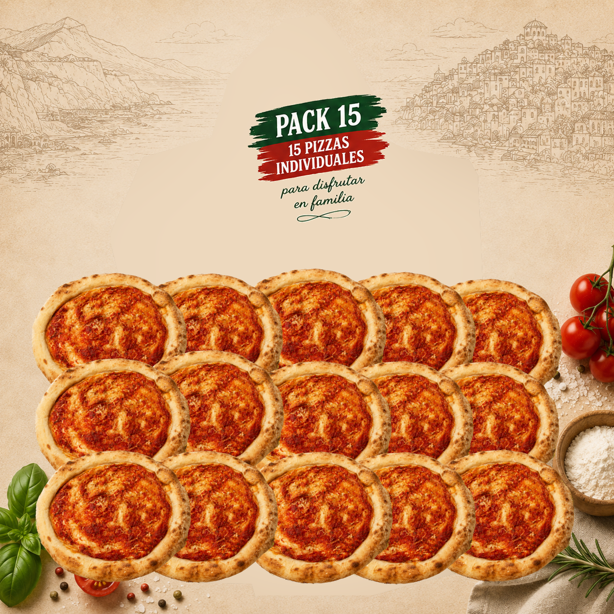 Pack 15 Pizzas Individuales ( 220gr Aprox )