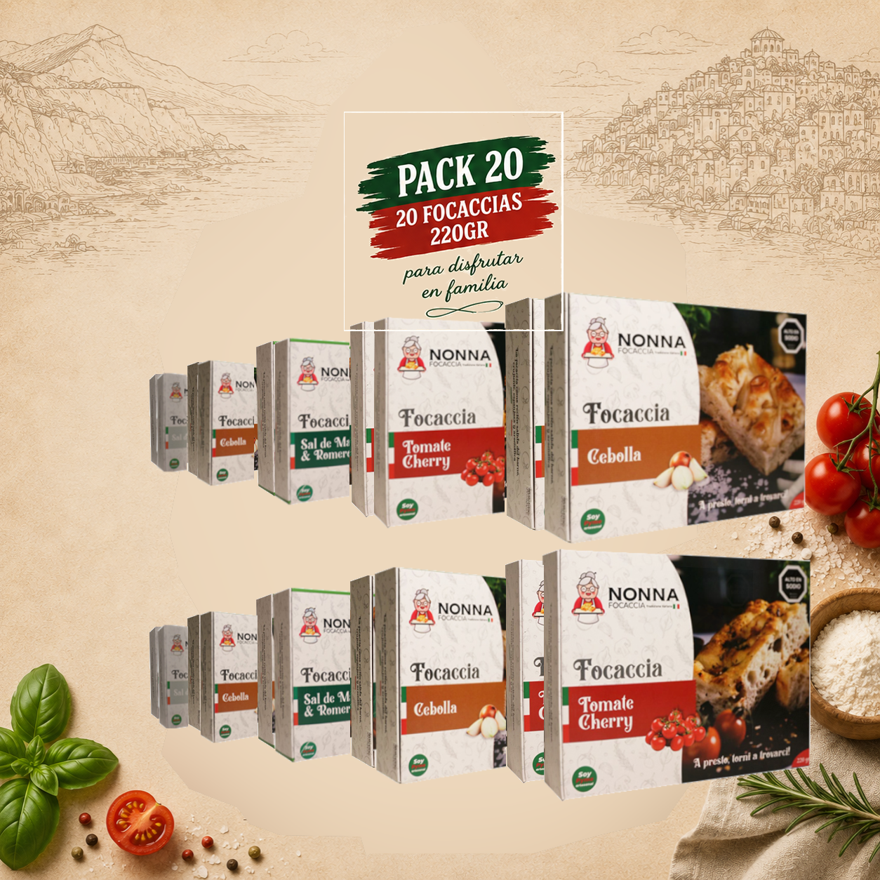 Pack 20 Focaccias ( 220gr Aprox )