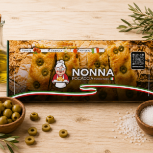 🫒 Focaccia con Aceitunas Verdes, aceite de oliva, sal de mar ( 660gr Aprox )