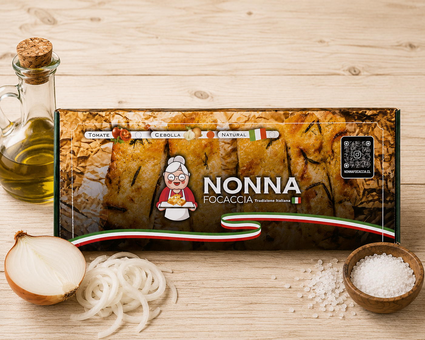 🧅 Focaccia de cebolla, aceite oliva, sal de mar ( 660gr Aprox )